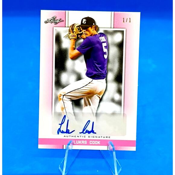 2019 Leaf Perfect Game National Showcase - Autographs Lukas Cook #BA-LC1 SP 1/1 - Picture 1 of 4